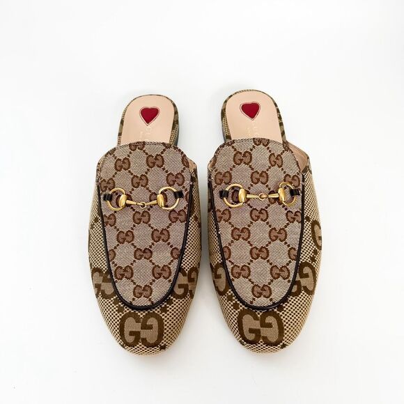 Gucci Princetown Jumbo GG Canvas Loafers Mules Brown Size 40, 10 - Picture 3 of 15
